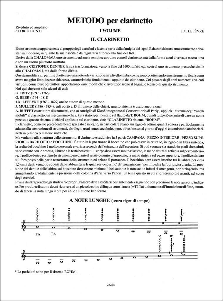 Metodo per Clarinetto, Volume 1